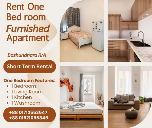 1 Bedroom Apartment for Rent at Bashundhara, Dhaka. Living sn